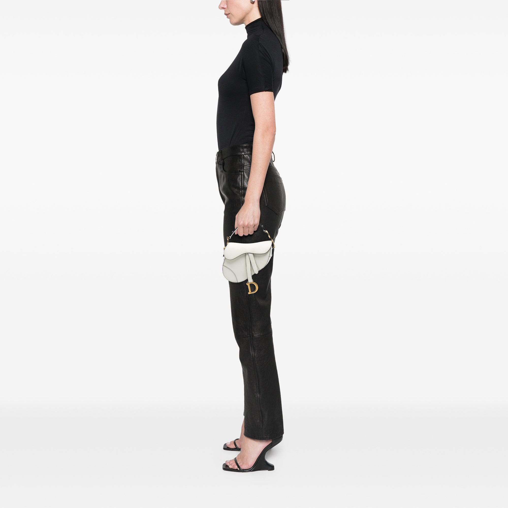 Mini Grained Calfskin Saddle Bag