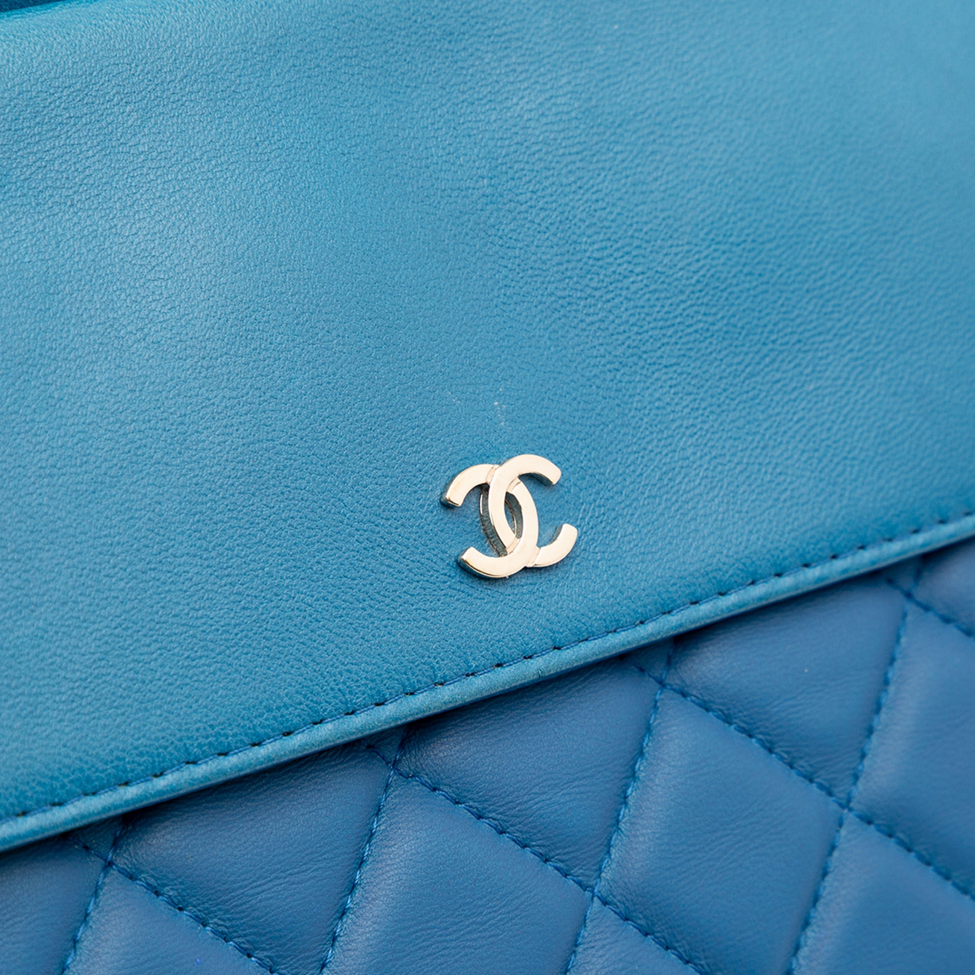 Large Quilted Lambskin Flap O Case Clutch