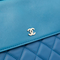 Large Quilted Lambskin Flap O Case Clutch
