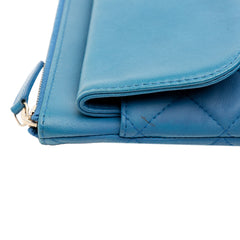 Large Quilted Lambskin Flap O Case Clutch