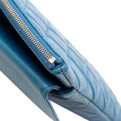 Large Quilted Lambskin Flap O Case Clutch
