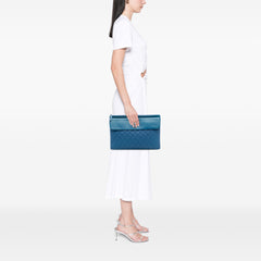 Large Quilted Lambskin Flap O Case Clutch