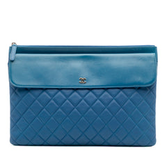 Large Quilted Lambskin Flap O Case Clutch