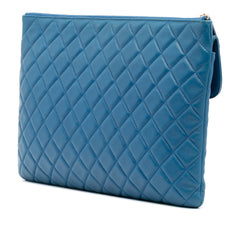 Large Quilted Lambskin Flap O Case Clutch