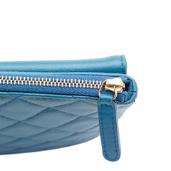 Large Quilted Lambskin Flap O Case Clutch