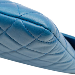Large Quilted Lambskin Flap O Case Clutch