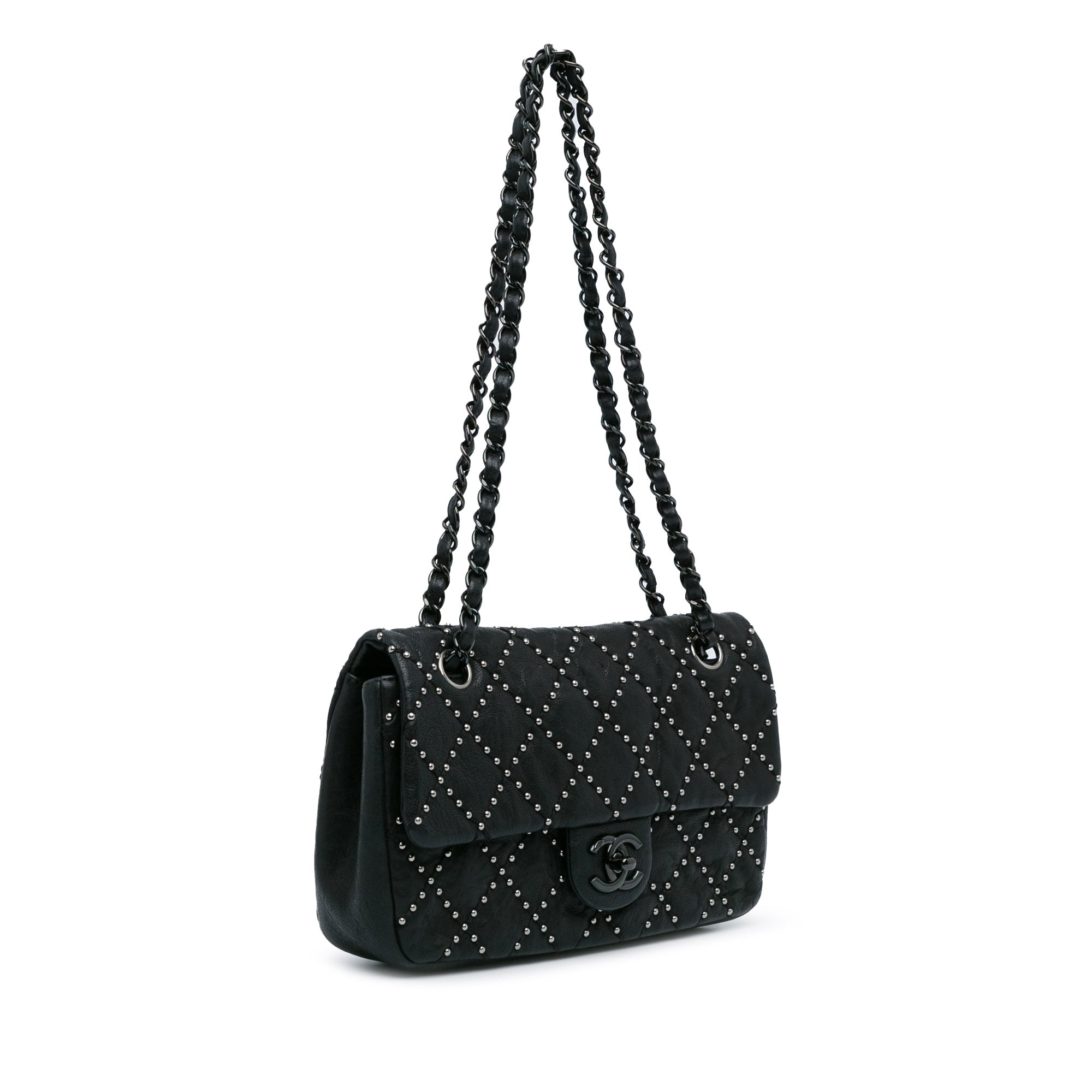 Washed Lambskin Studded Metal Beauty Flap_1