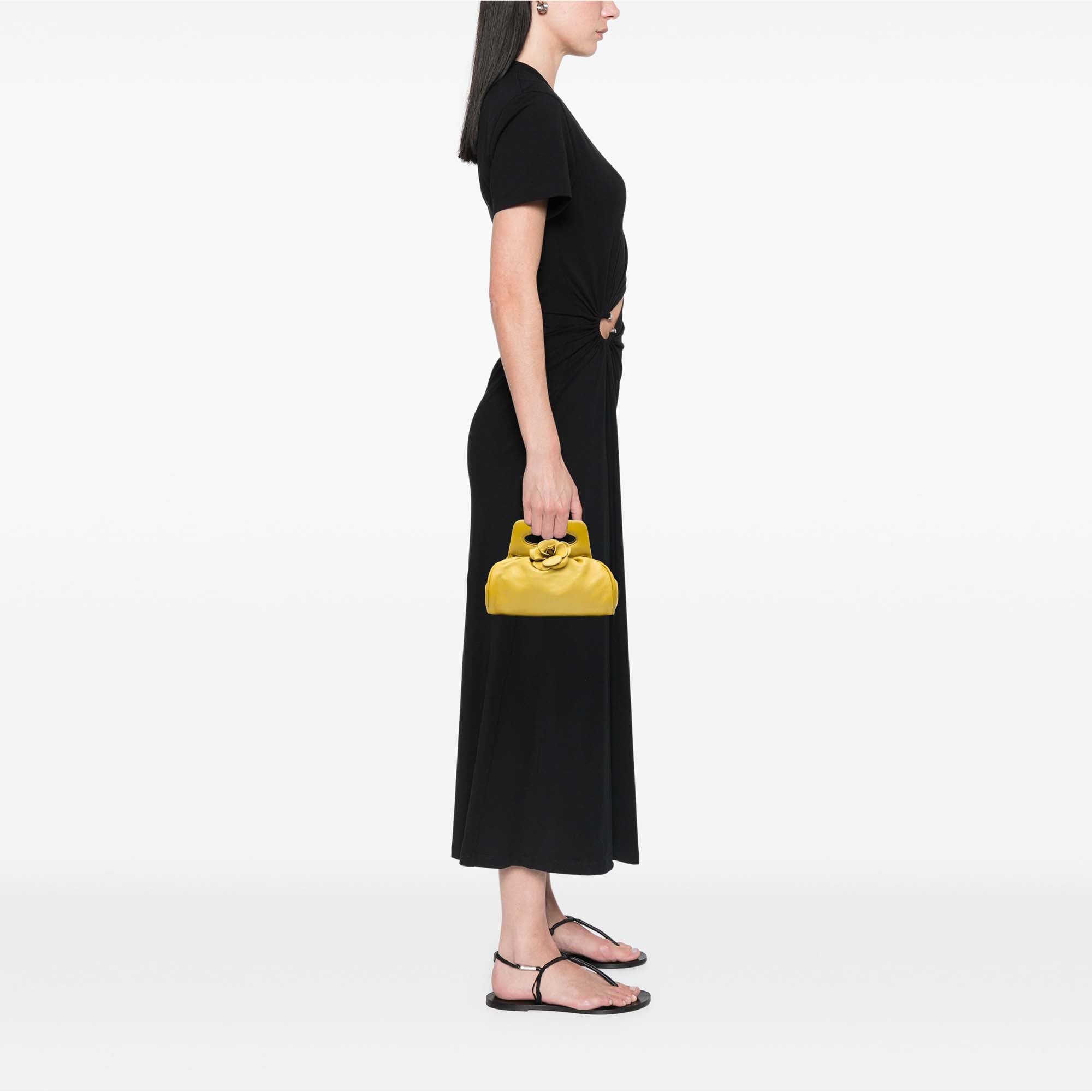 Lambskin Camellia Frame Clutch