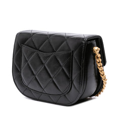 CC Quilted Calfskin Round Moon Messenger Flap