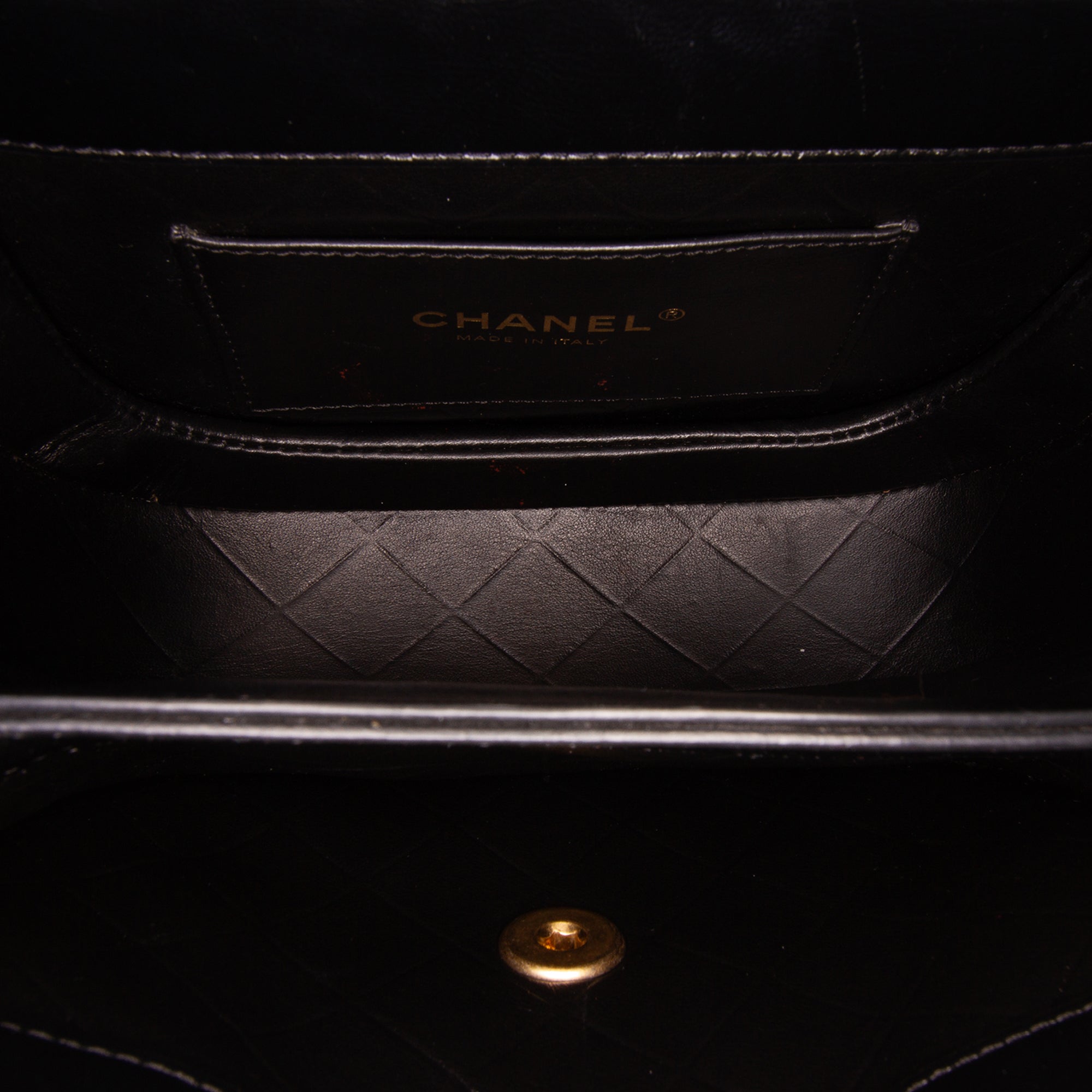 CC Quilted Calfskin Round Moon Messenger Flap