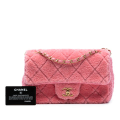 CC Quilted Shearling and Tweed Single Flap