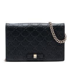Mini Guccissima Bow Signature Wallet On Chain