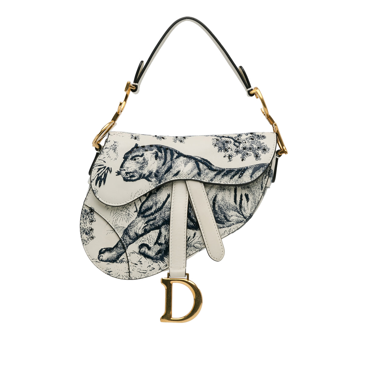 Mini Calfskin Toile de Jouy Saddle Bag