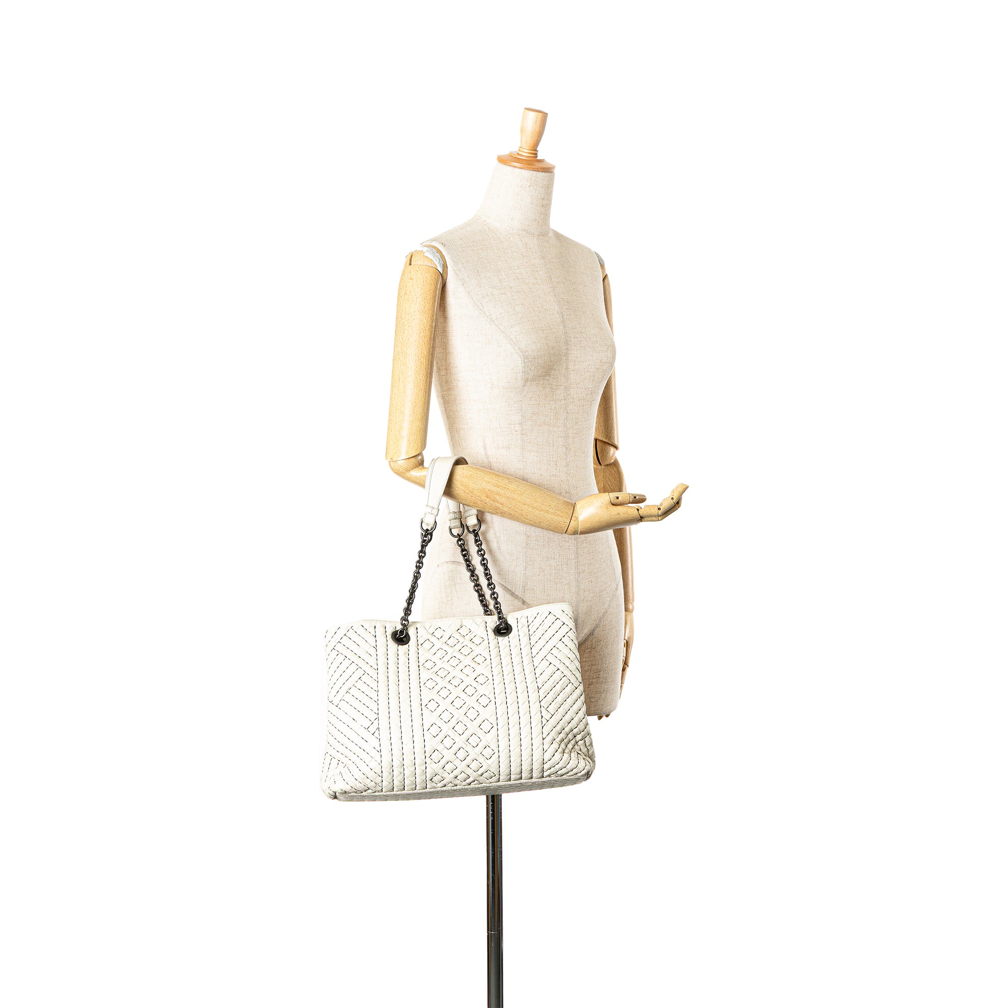Medium Intrecciato Stitched Double Chain Tote