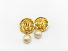 Chanel Vintage CC Round Button Clip-On Earrings Metal