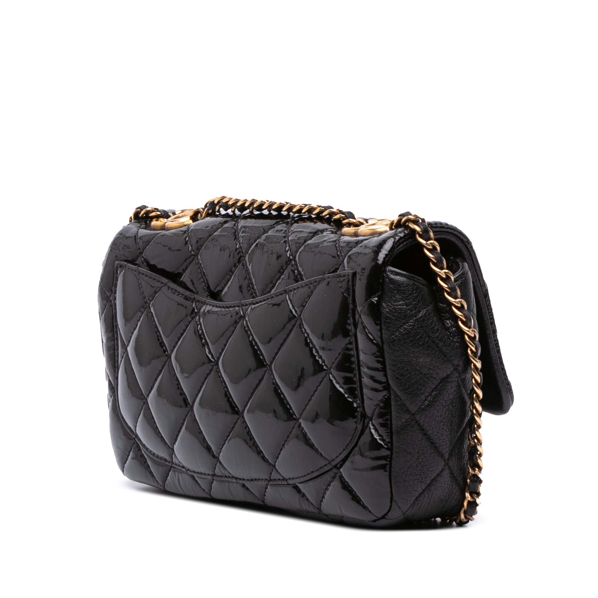 Paris-Salzburg Small Patent and Goatskin CC Eyelet Flap