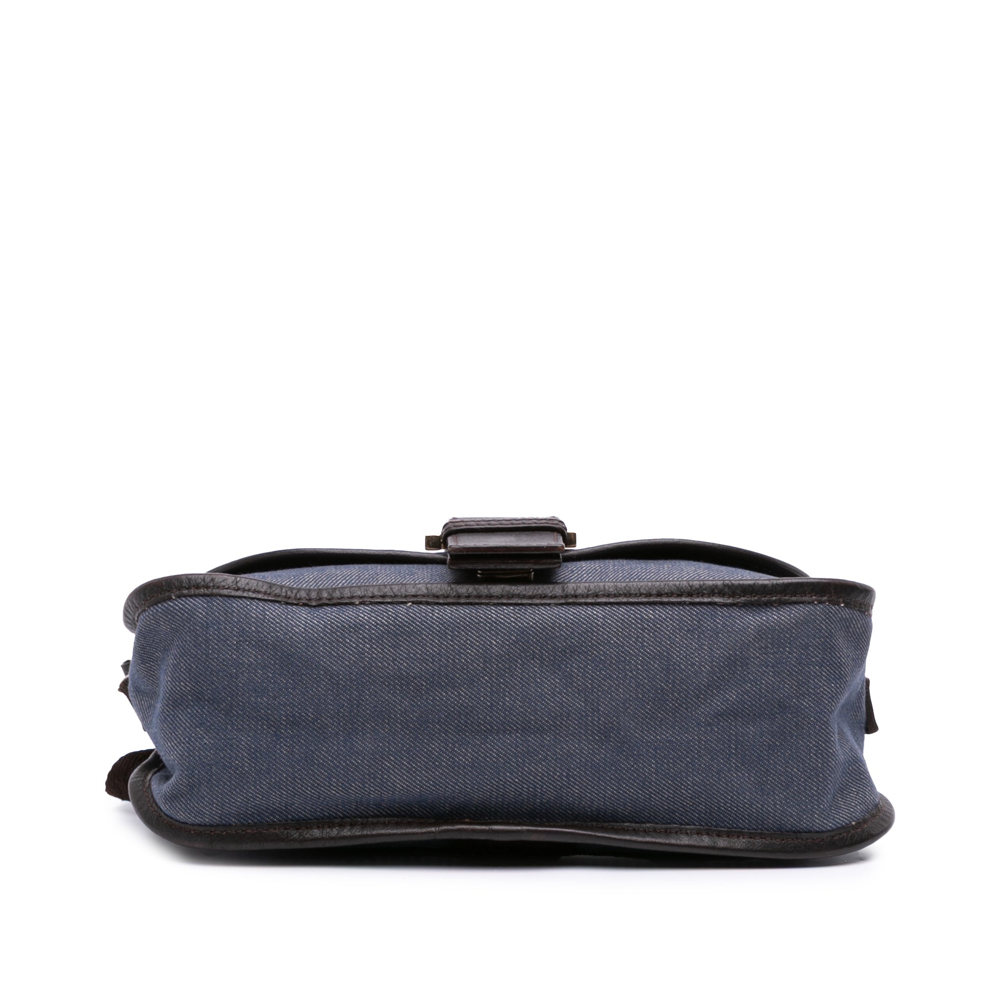 Zucca Trimmed Denim Buckle Flap Bag