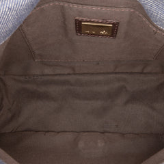 Zucca Trimmed Denim Buckle Flap Bag