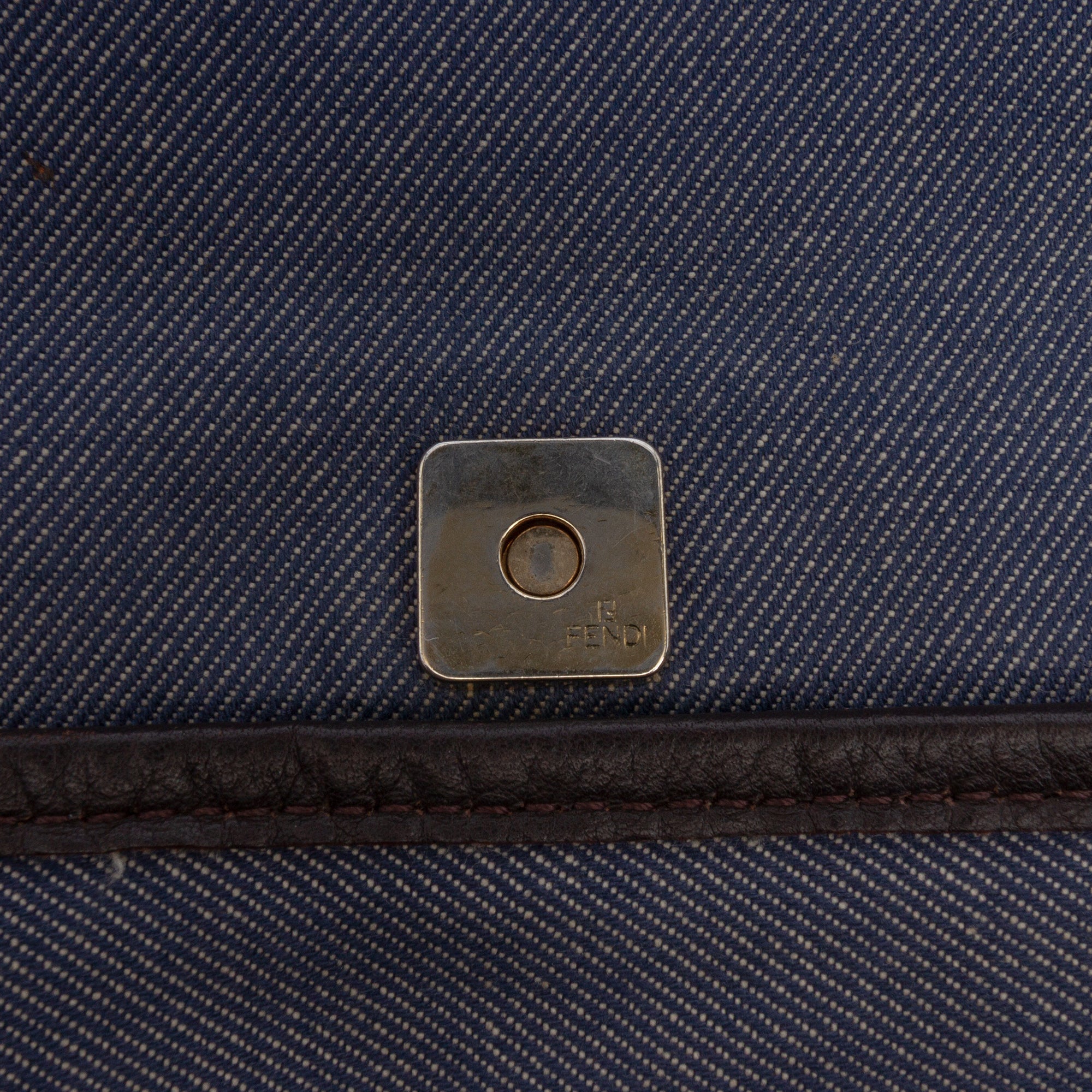 Zucca Trimmed Denim Buckle Flap Bag