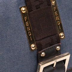 Zucca Trimmed Denim Buckle Flap Bag