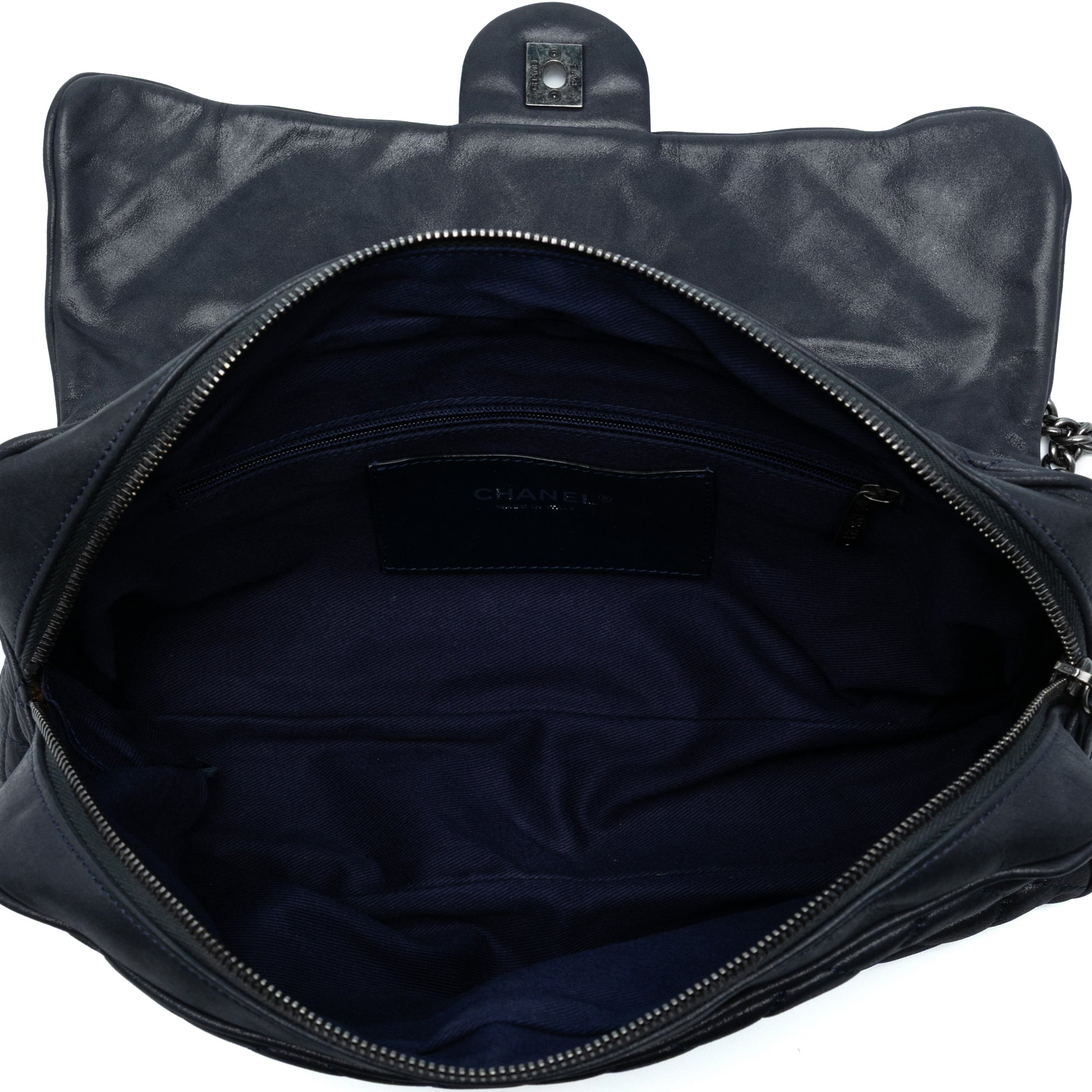 Large Quilted Iridescent Calfskin Shiva Flap