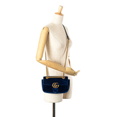 Mini GG Marmont Matelasse Velvet Flap Crossbody