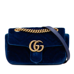 Mini GG Marmont Matelasse Velvet Flap Crossbody