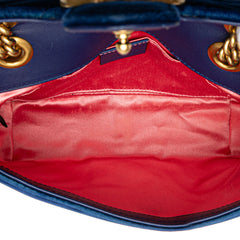 Mini GG Marmont Matelasse Velvet Flap Crossbody