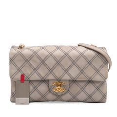 Jumbo Quilted Calfskin Triple Stitched Flap