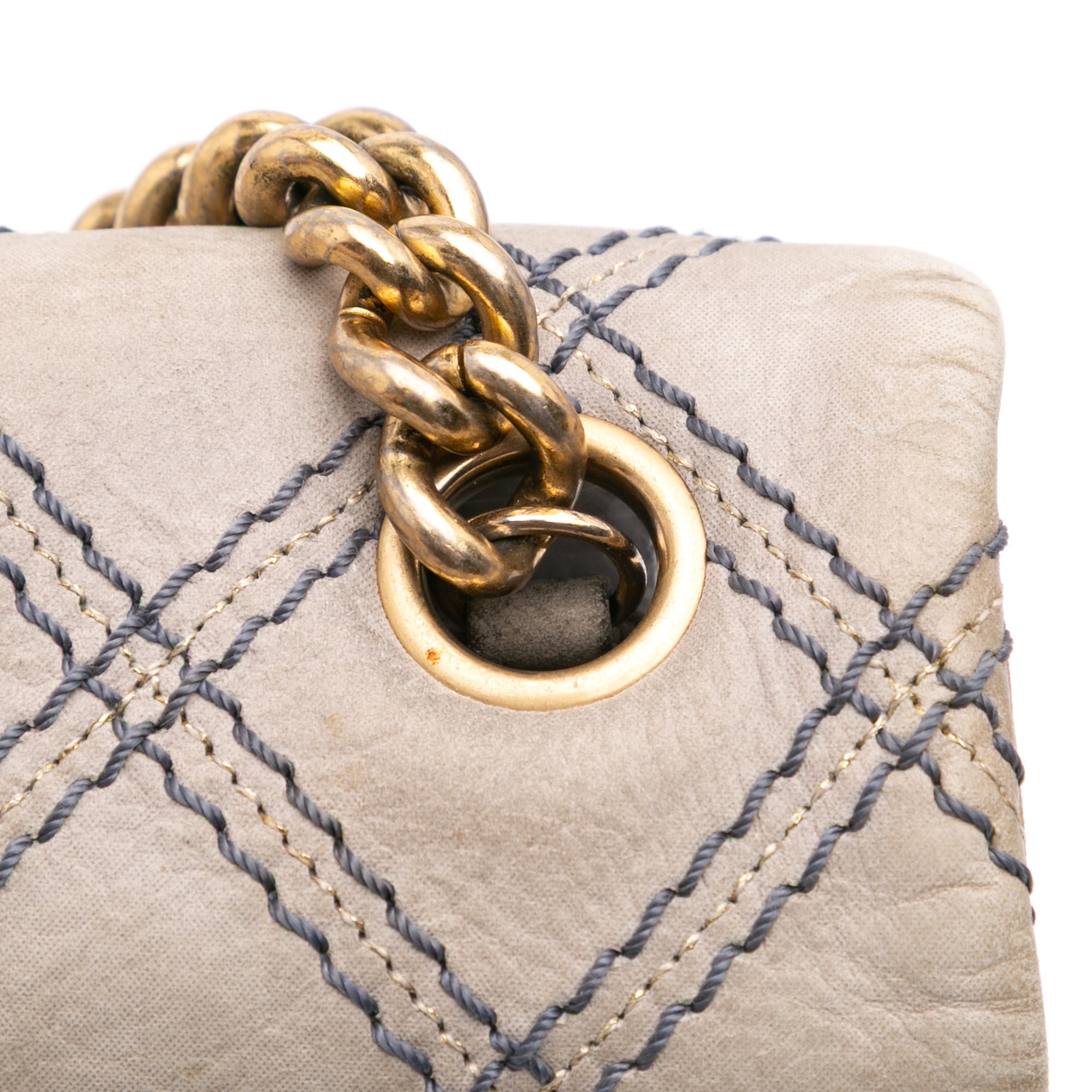 Jumbo Quilted Calfskin Triple Stitched Flap