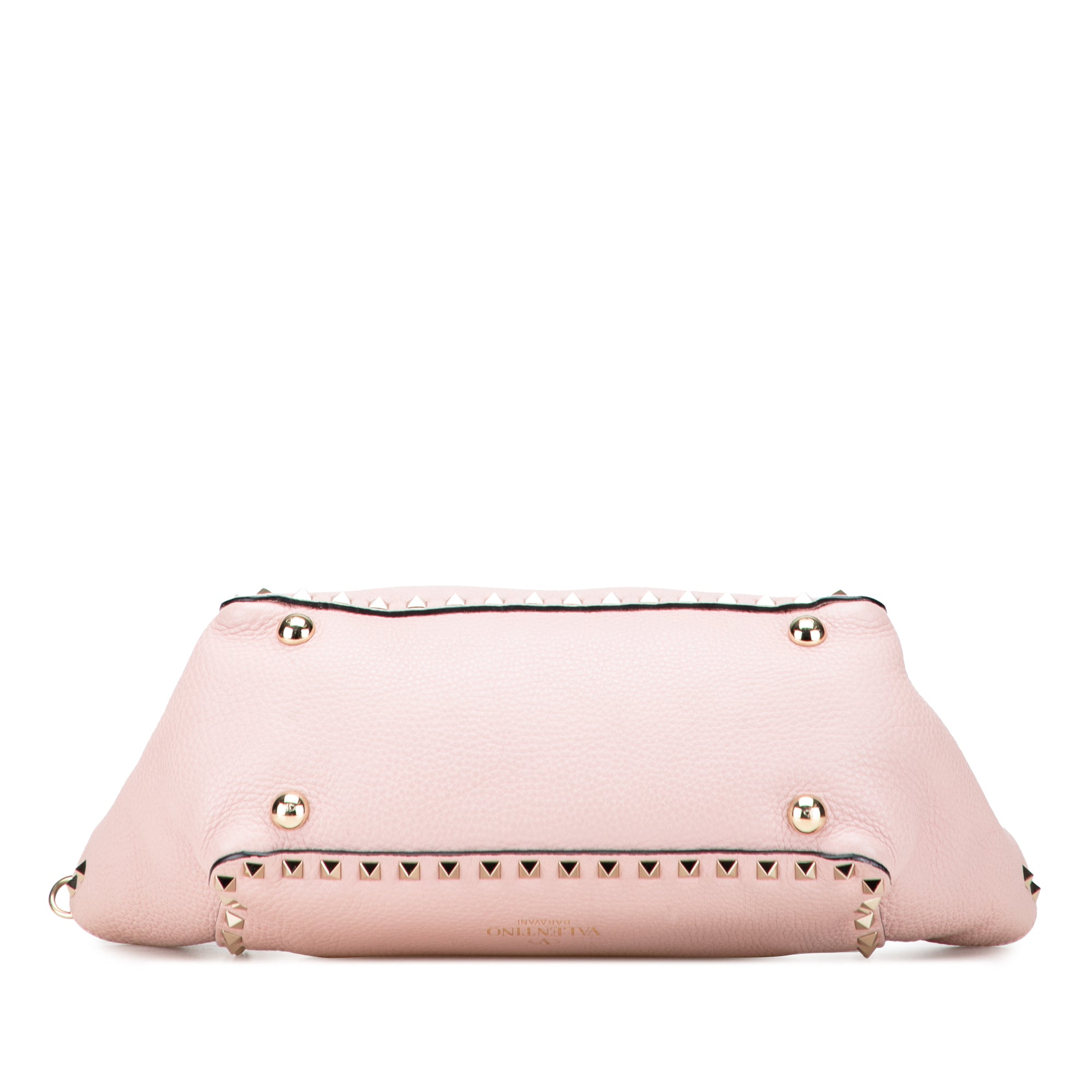 Small Grained Calfskin Rockstud Trapeze Satchel