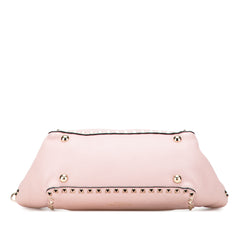 Small Grained Calfskin Rockstud Trapeze Satchel