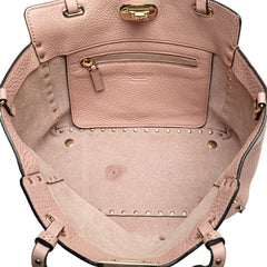 Small Grained Calfskin Rockstud Trapeze Satchel