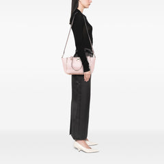 Small Grained Calfskin Rockstud Trapeze Satchel