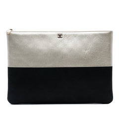 Medium Bicolor Caviar and Iridescent Calfskin O Case Clutch
