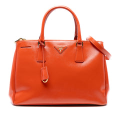 Medium Saffiano Vernice Galleria Double Zip Satchel
