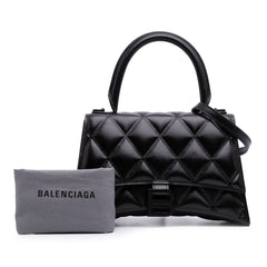 Small Quilted Leather Hourglass Top Handle Bag