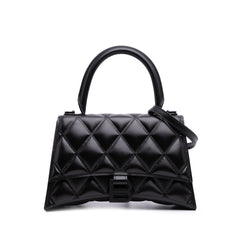 Small Quilted Leather Hourglass Top Handle Bag