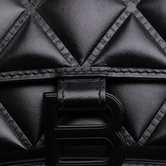 Small Quilted Leather Hourglass Top Handle Bag