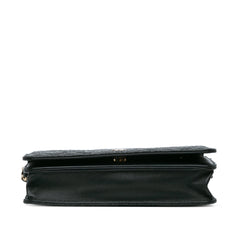 CC Quilted Crackled Patent Pearl Strap Wallet On Chain