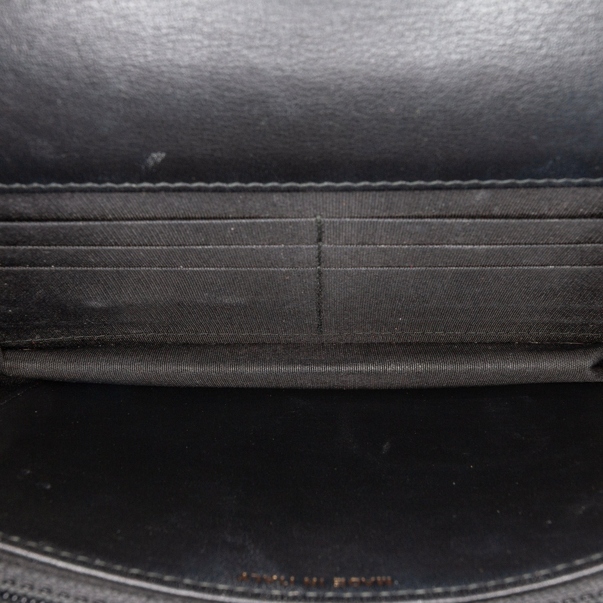 CC Quilted Crackled Patent Pearl Strap Wallet On Chain