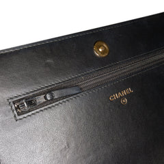 CC Quilted Crackled Patent Pearl Strap Wallet On Chain