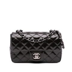 Mini Rectangular Classic Striped Patent Single Flap