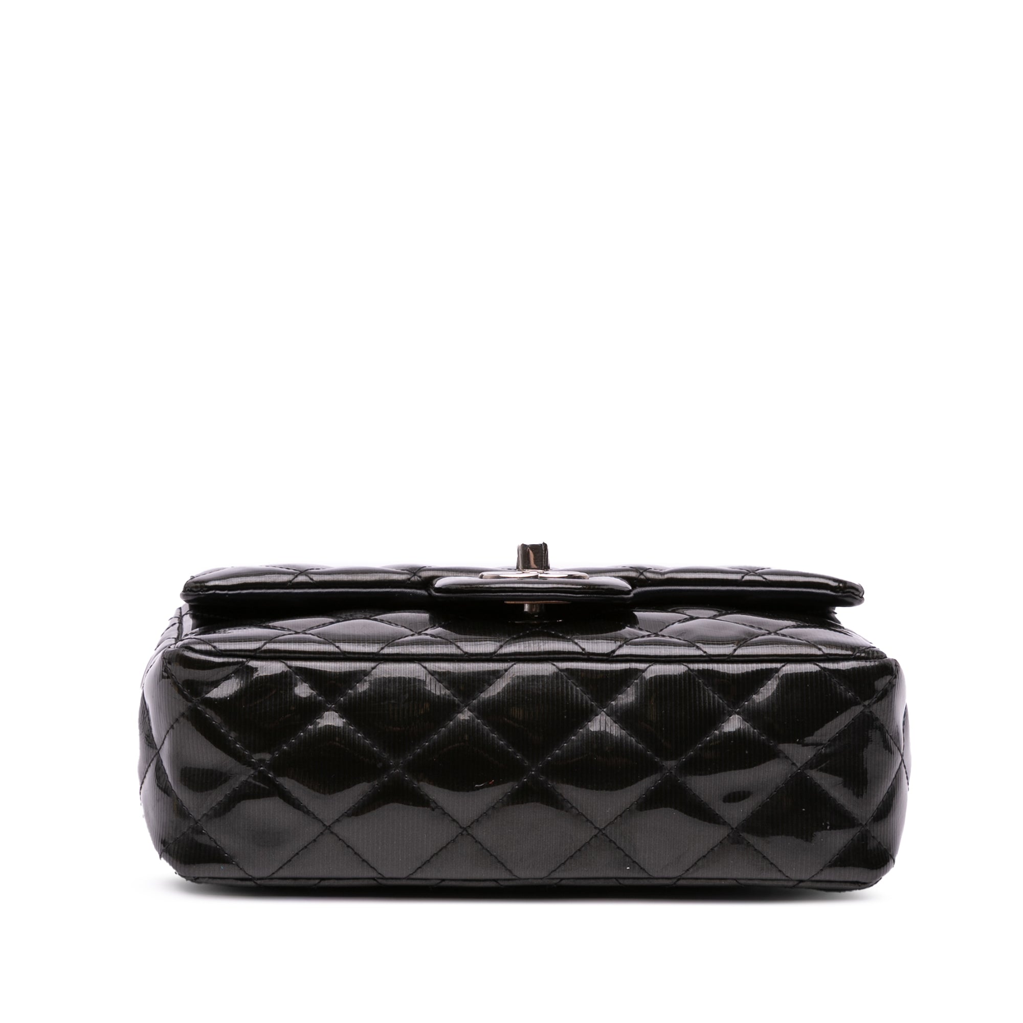 Mini Rectangular Classic Striped Patent Single Flap