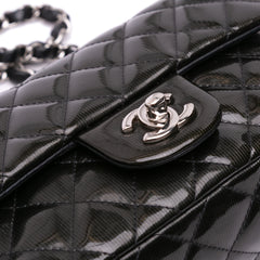 Mini Rectangular Classic Striped Patent Single Flap