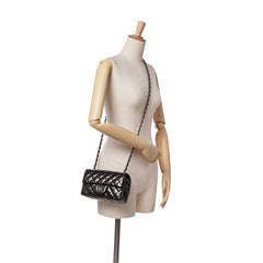 Mini Rectangular Classic Striped Patent Single Flap