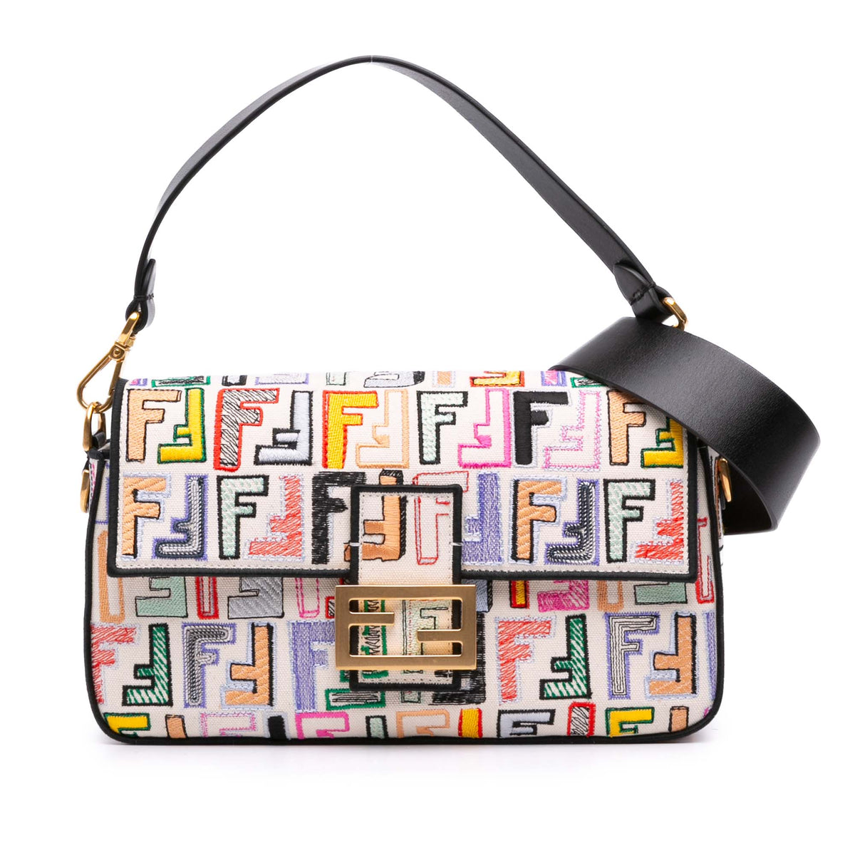 Chinese Valentines Day Zucca Embroidered Canvas Baguette Satchel