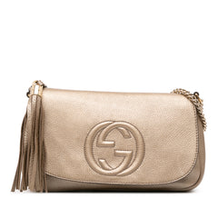 Medium Metallic Leather Soho Chain Flap Crossbody