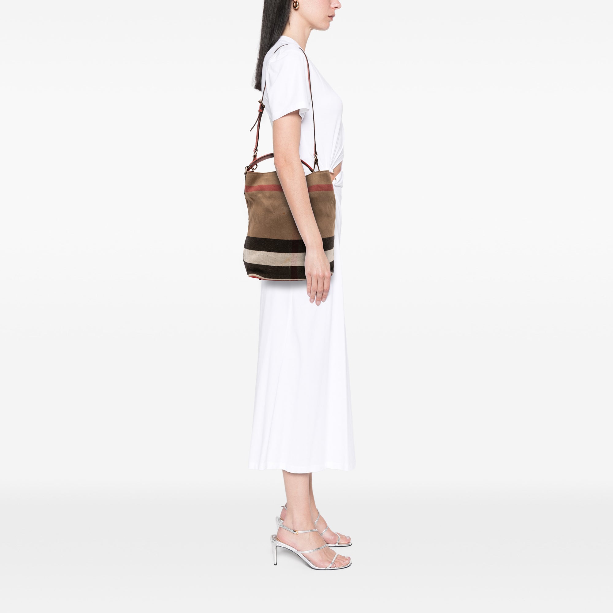 Medium Mega Check Canvas Ashby Bucket Bag