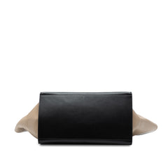 Medium Tricolor Calfskin and Suede Trapeze Satchel